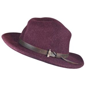 Jack Murphy Boston Wool Burgundy Fedora Hat Sz L (60cm) Winter Fall Classic
